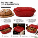 4,5 Liter Brotbackform mit Deckel und Getreidemuster aus Steingut, 38x24x15 cm – rot, glasiert