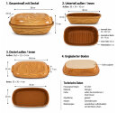 4,5 Liter Brotbackform mit Deckel und Getreidemuster aus Steingut, 38x24x15 cm – bernsteinbraun mit Farbverlauf, glasiert