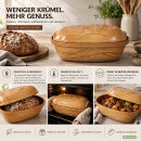 4,5 Liter Brotbackform mit Deckel und Getreidemuster aus Steingut, 38x24x15 cm – bernsteinbraun mit Farbverlauf, glasiert