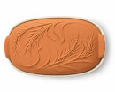 4,5 Liter Brotbackform mit Deckel und Getreidemuster aus Steingut, 38x24x15 cm – außen unglasiert, innen creme glasiert
