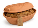 4,5 Liter Brotbackform mit Deckel und Getreidemuster aus Steingut, 38x24x15 cm – unglasiert