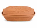 4,5 Liter Brotbackform mit Deckel und Getreidemuster aus Steingut, 38x24x15 cm – unglasiert