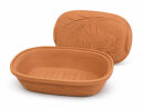 4,5 Liter Brotbackform mit Deckel und Getreidemuster aus Steingut, 38x24x15 cm – unglasiert