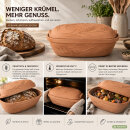 4,5 Liter Brotbackform mit Deckel und Getreidemuster aus Steingut, 38x24x15 cm – unglasiert