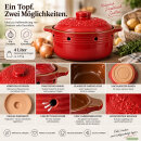 4 Liter Zwiebeltopf & Kartoffeltopf mit Deckel aus Steingut, 31,5×27×18 cm – rot, glasiert