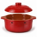 4 Liter Zwiebeltopf & Kartoffeltopf mit Deckel aus Steingut, 31,5×27×18 cm – rot, glasiert