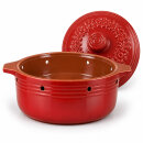 4 Liter Zwiebeltopf & Kartoffeltopf mit Deckel aus Steingut, 31,5×27×18 cm – rot, glasiert