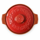 4 Liter Zwiebeltopf & Kartoffeltopf mit Deckel aus Steingut, 31,5×27×18 cm – rot, glasiert