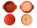 4 Liter Zwiebeltopf & Kartoffeltopf mit Deckel aus Steingut, 31,5×27×18 cm – rot, glasiert