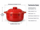4 Liter Zwiebeltopf & Kartoffeltopf mit Deckel aus Steingut, 31,5×27×18 cm – rot, glasiert