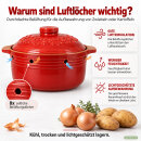 4 Liter Zwiebeltopf & Kartoffeltopf mit Deckel aus Steingut, 31,5×27×18 cm – rot, glasiert