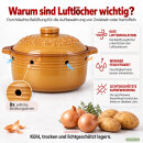 4 Liter Zwiebeltopf & Kartoffeltopf mit Deckel aus Steingut, 31,5×27×18 cm – bernsteinbraun mit Farbverlauf, glasiert