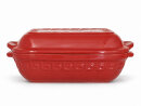 5 Liter Brotbackform eckig mit Deckel aus Steingut, 37×25×15 cm – rot, glasiert