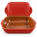 5 Liter Brotbackform eckig mit Deckel aus Steingut, 37×25×15 cm – rot, glasiert
