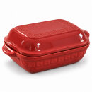 5 Liter Brotbackform mit Deckel aus Steingut, 37×25×15 cm – rot, glasiert
