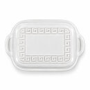 5 Liter Brotbackform mit Deckel aus Steingut, 37×25×15 cm – weiß, glasiert