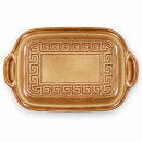 5 Liter Brotbackform mit Deckel aus Steingut, 37×25×15 cm – bernsteinbraun mit Farbverlauf, glasiert