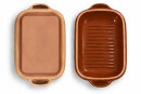 5 Liter Brotbackform mit Deckel aus Steingut, 37×25×15 cm – bernsteinbraun mit Farbverlauf, glasiert