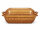 5 Liter Brotbackform mit Deckel aus Steingut, 37×25×15 cm – bernsteinbraun mit Farbverlauf, glasiert