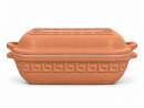 5 Liter Brotbackform eckig mit Deckel aus Steingut, 37×25×15 cm – außen unglasiert, innen creme glasiert