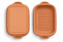 5 Liter Brotbackform mit Deckel aus Steingut, 37×25×15 cm – außen unglasiert, innen creme glasiert