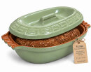 5 Liter Brotbackform oval mit Deckel aus Steingut,...