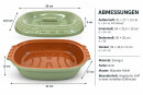 5 Liter Brotbackform oval mit Deckel aus Steingut, 38x24x15 cm - grün, glasiert