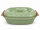 5 Liter Brotbackform oval mit Deckel aus Steingut, 38x24x15 cm - grün, glasiert