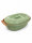 5 Liter Brotbackform oval mit Deckel aus Steingut, 38x24x15 cm - grün, glasiert