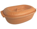 5 Liter Brotbackform oval mit Deckel aus Steingut, 41x27x13 cm – unglasiert