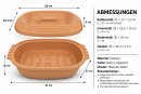 5 Liter Brotbackform oval mit Deckel aus Steingut, 41x27x13 cm – unglasiert