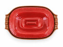 5 Liter Brotbackform oval mit Deckel aus Steingut, 41x27x13 cm - rot, glasiert