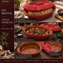 5 Liter Brotbackform oval mit Deckel aus Steingut, 41x27x13 cm - rot, glasiert