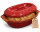 5 Liter Brotbackform oval mit Deckel aus Steingut, 41x27x13 cm - rot, glasiert