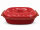 5 Liter Brotbackform oval mit Deckel aus Steingut, 41x27x13 cm - rot, glasiert