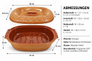 5 Liter Brotbackform oval mit Deckel aus Steingut, 41x27x13 cm - bernsteinbraun mit Farbverlauf, glasiert