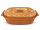5 Liter Brotbackform oval mit Deckel aus Steingut, 41x27x13 cm - bernsteinbraun mit Farbverlauf, glasiert