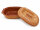 5 Liter Brotbackform oval mit Deckel aus Steingut, 41x27x13 cm - bernsteinbraun mit Farbverlauf, glasiert