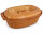 5 Liter Brotbackform oval mit Deckel aus Steingut, 41x27x13 cm - bernsteinbraun mit Farbverlauf, glasiert