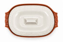 5 Liter Brotbackform oval mit Deckel aus Steingut, 41x27x13 cm - weiß, glasiert