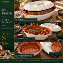 5 Liter Brotbackform oval mit Deckel aus Steingut, 41x27x13 cm - weiß, glasiert