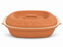 5 Liter Brotbackform oval mit Deckel aus Steingut, 41x27x13 cm - außen unglasiert, innen creme glasiert
