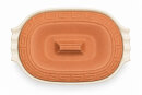 5 Liter Brotbackform oval mit Deckel aus Steingut, 41x27x13 cm - außen unglasiert, innen creme glasiert