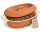 5 Liter Brotbackform oval mit Deckel aus Steingut, 41x27x13 cm - außen unglasiert, innen creme glasiert