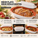 6 Liter Brotbackform – großer ovale Bräter mit Deckel aus Steingut, 43×27×16 cm, weiß glasiert
