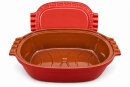 6 Liter Brotbackform – großer ovale Bräter mit Deckel aus Steingut, 43×27×16 cm, rot glasiert