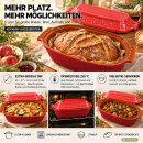 6 Liter Brotbackform – großer ovale Bräter mit Deckel aus Steingut, 43×27×16 cm, rot glasiert