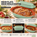6 Liter Brotbackform – großer ovale Bräter mit Deckel aus Steingut, 43×27×16 cm, grün glasiert