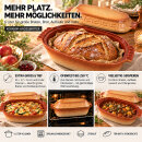 6 Liter Brotbackform – großer ovale Bräter mit Deckel aus Steingut, 43×27×16 cm, bernsteinbraun mit Farbverlauf, glasiert