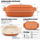 6 Liter Brotbackform – großer ovale Bräter mit Deckel aus Steingut, 43×27×16 cm, außen unglasiert, innen creme glasiert